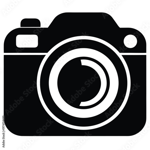 Simple black and white camera icon photography and image capture