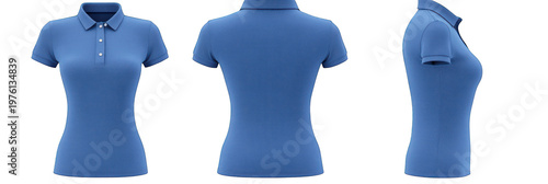 A blue polo shirt on transparent background for fashion design