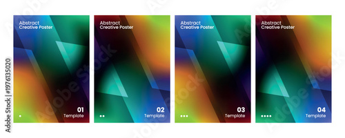 Teal and orange abstract creative poster with futuristic geometry.