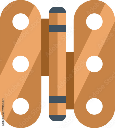 Wooden door hinge providing movement for connecting components