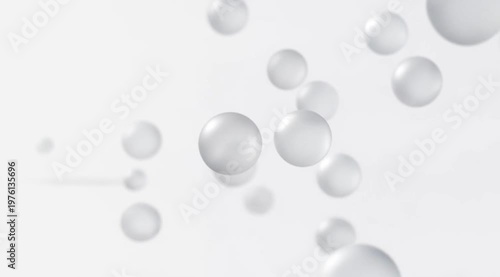 Minimalist White Glossy Spheres Floating Soft Light Abstract 3D Animation