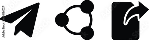 Vector line icons depicting actions like sending messages, sharing information, and exporting content
