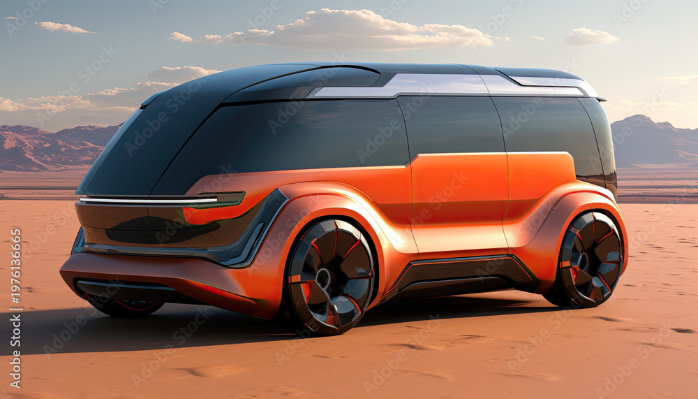 Naklejka premium Futuristic minivan truck prototype with contemporary design.