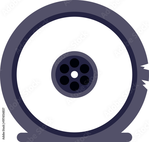 Damaged flat tire and broken wheel icon illustrating vehicle problems on white background