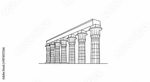 Row of ornate, tall, stone columns supporting a flat roof