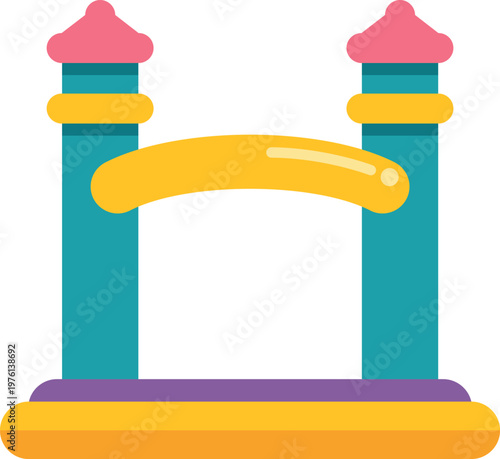 Cartoon style bouncy castle representing childhood joy and entertainment