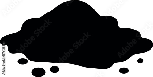 Black soil pile silhouette: heap of garden earth isolated on white