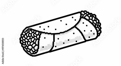 Pixel art depiction of a tightly rolled food item with visible filling