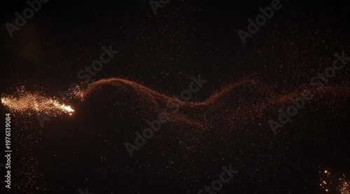 Golden Sparkling Particle Wave Trail Flowing Cosmic Abstract Animation