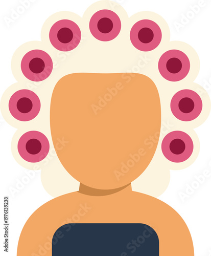 Woman with blonde hair preparing hairstyle using hair curlers