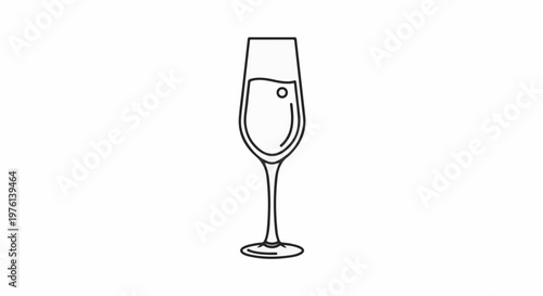 Outline of a flute glass filled with bubbly liquid