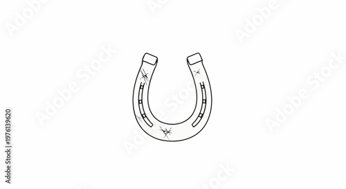 Outline of a horseshoe with nail holes and some scratch marks
