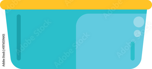 Blue plastic container with a yellow lid provides household storage