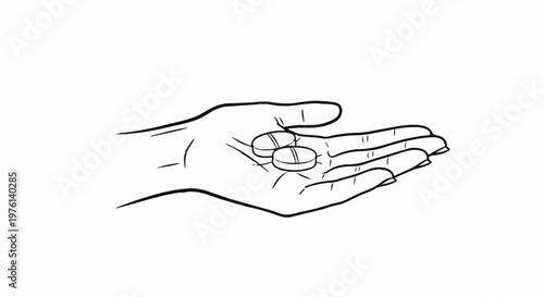 Open hand holding two oval pills with a dividing line