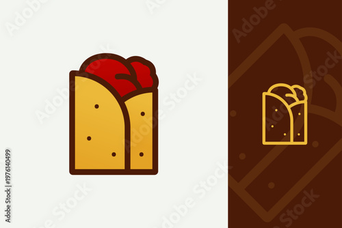 Premium Gradient Kebab Burrito Logo Modern Fast Food Wrap Restaurant Brand Vibrant Identity Vector Template