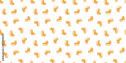 cashew nut pattern background. seamless pattern of cashew nuts. flat illustration of cashew pattern background.