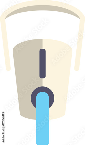 Minimal flat style illustration of a faucet pouring clean blue water symbolizing purity and hygiene