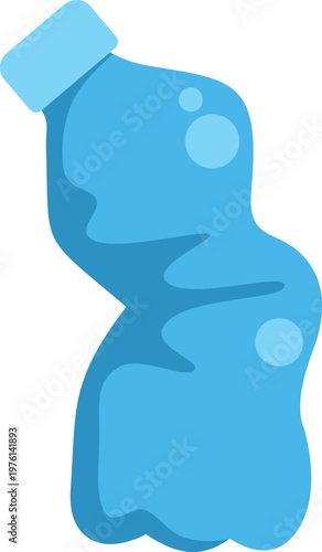 Flattened blue plastic water bottle representing waste, recycling, and pollution awareness