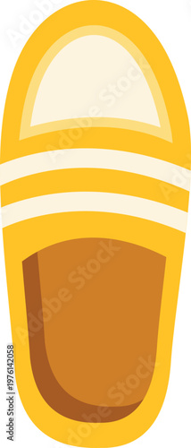 Minimal vector illustration of a yellow casual shoe seen from top on white background