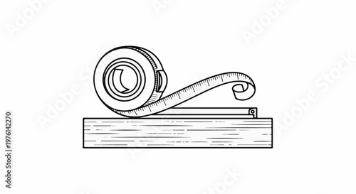 A tape measure unspools onto a plank of wood, showing its markings