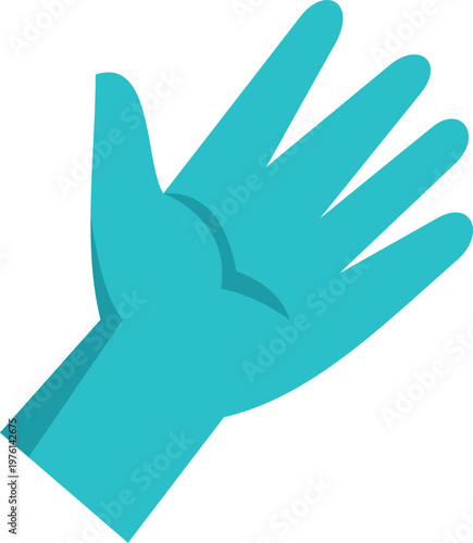 Illustration of a blue protective glove symbolizing cleanliness, safety, and medical care