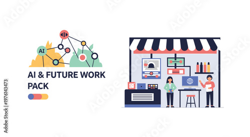 Modern graphic design showcasing AI and Pack, conveying innovation and progress. Suitable for tech websites, marketing materials, or social media camp