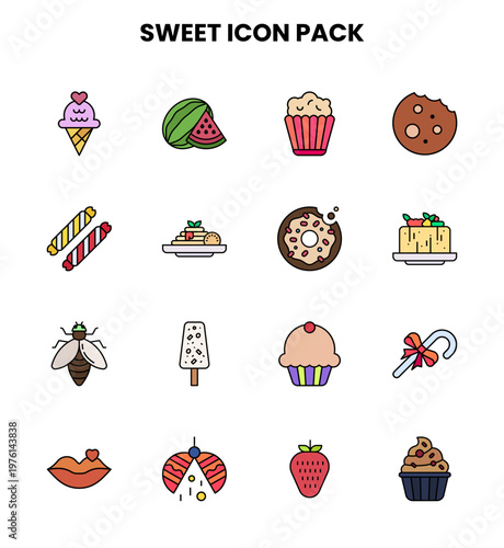 Sweet Lineal Color Bundle Icons Pack
