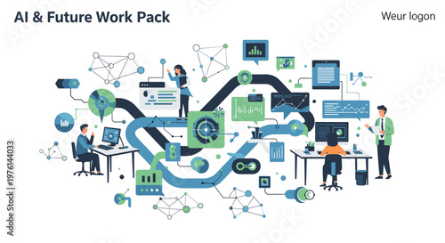 A clean, minimalist illustration evoking connectivity, data flow, and technological innovation. Perfect for illustrating modern business concepts or d