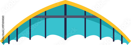 Bright blue and yellow hang glider wing illustration representing flight and adventure concept