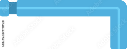 Minimalist blue illustration of an angled metal hex key wrench isolated on white background