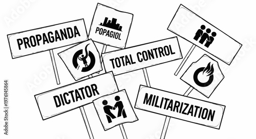 Protest signs display slogans of control and oppression