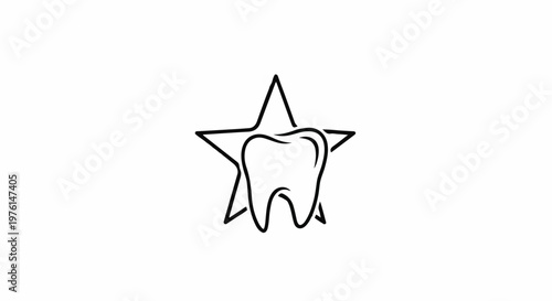 Outline of a tooth superimposed on a star shape