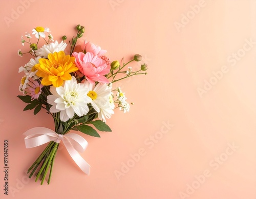 beautiful bouquet of flowers on pink.