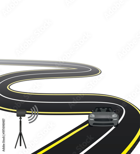 Speed control radar. vector illustration