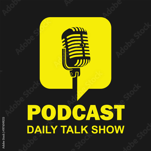 podcast logo text isolated badge label template design simple minimalist vector illustration