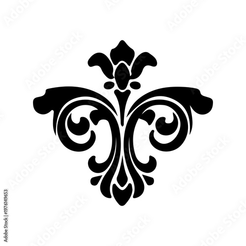Black Damask Floral Ornament Design