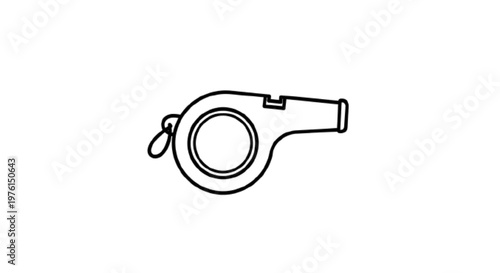 referee whistle icon, simple outline, sports equipment vector, white background , white background 