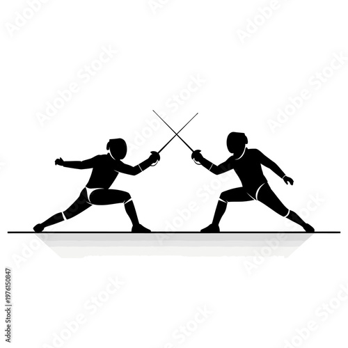 Two Fencers Silhouette Duel