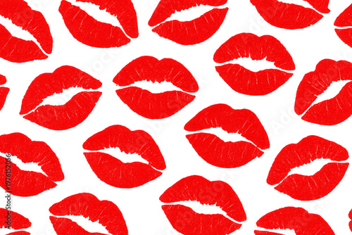 Vibrant Red Lipstick Kisses Seamless Pattern