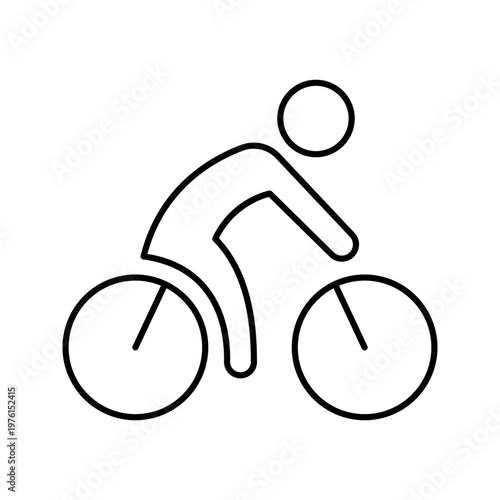 Bicycle rider icon. Sports and cycling line symbol. Black and white.