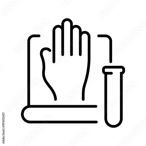 Blood test icon. Healthcare and diagnostics line symbol. Black and white.