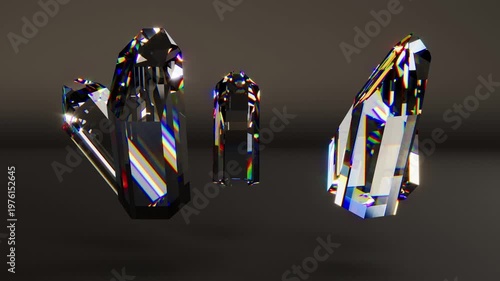 Crystal gem diamond stone on black bg rotate endless 4k
