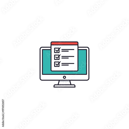 Computer monitor with checklist on screen.