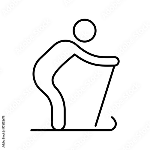 Cross country skiing icon. Sports and winter sports line symbol. Black and white.