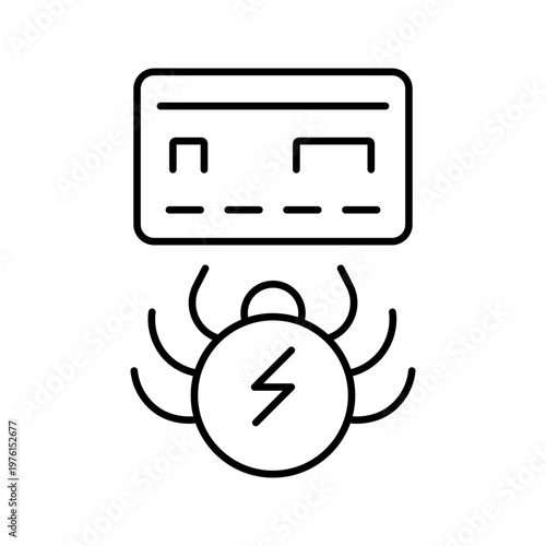 Credit card fraud icon. Business and payment fraud line symbol. Black and white.