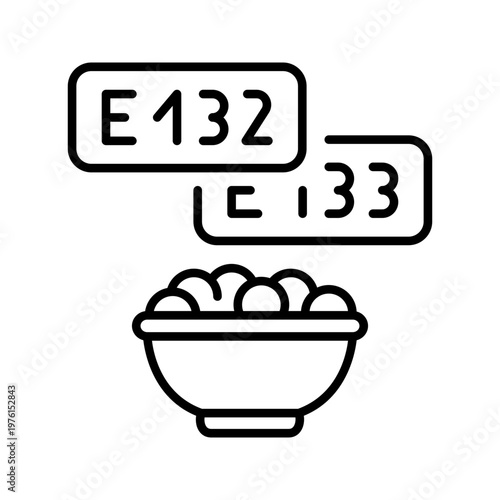 Food additive icon. Food and food additives line symbol. Black and white.