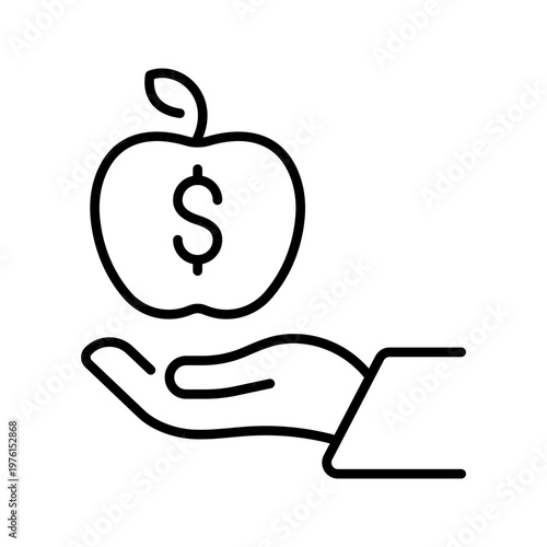 Fruit sale icon. Business and produce market line symbol. Black and white.