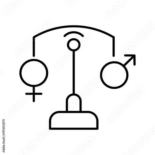 Gender equality icon. Society and gender equality line symbol. Black and white.