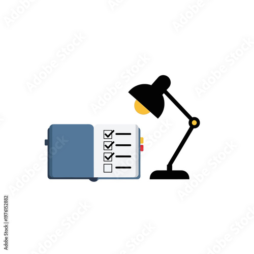 Desk Lamp on a Study Table.