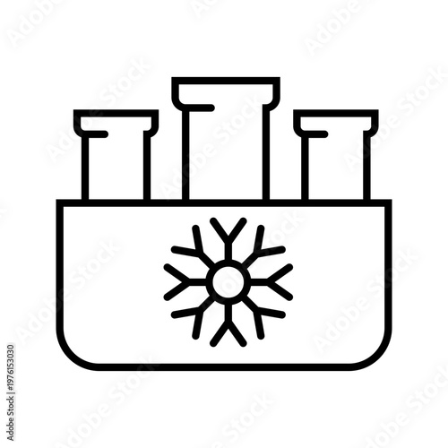 Laboratory freezer icon. Healthcare and laboratory equipment line symbol. Black and white.